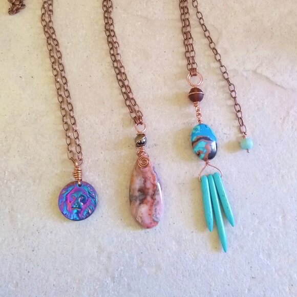 Boho Southwestern Wild Child Vibes! X-Long Turquoise & Brown Statement Necklace - Picture 11 of 12